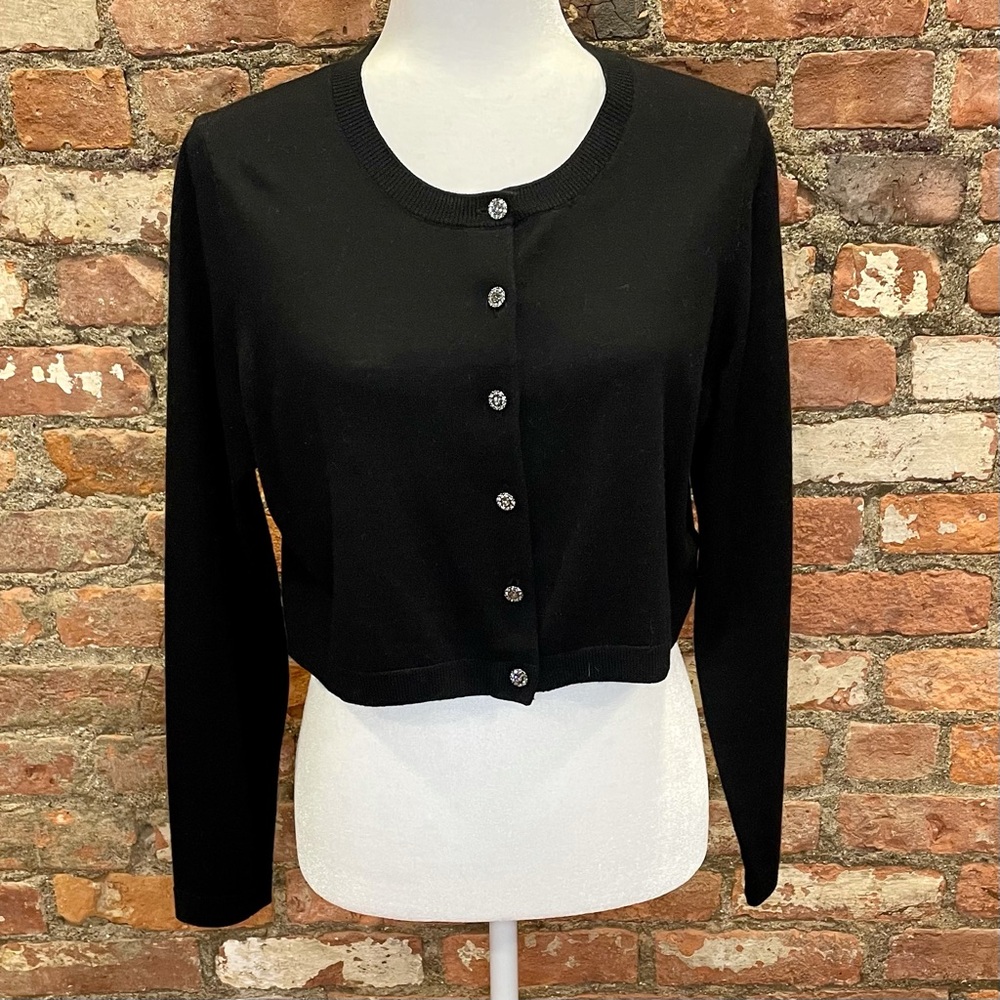 Talbots Pure Merino Wool Jeweled Button Cardigan Sz LP